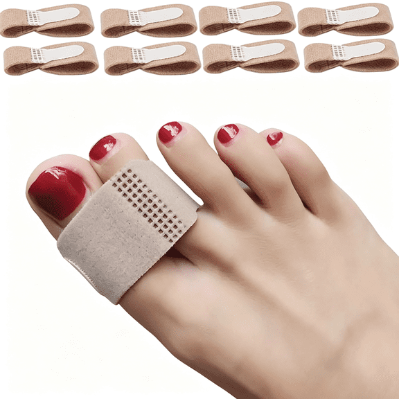 DUPAI Lengthened Broken Toe Wraps for Your Big Toes, 8 Pcs/Pack Fabric Toe Splint Toe Cushioned Bandages Finger Protectors Straightener Hammer Toe Separators