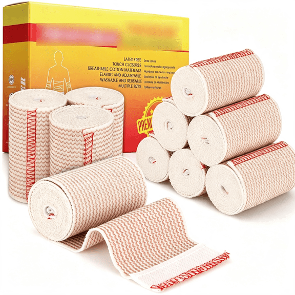 DUPAI Premium Elastic Bandage Wrap 3 Inch, 10 Pack, Hook and Loop | Versatile 3-Inch Cotton Compression Wrap for Ankle, Wrist and Elbow; Ten Rolls for First-Aid Kits and Home Care Supplies.