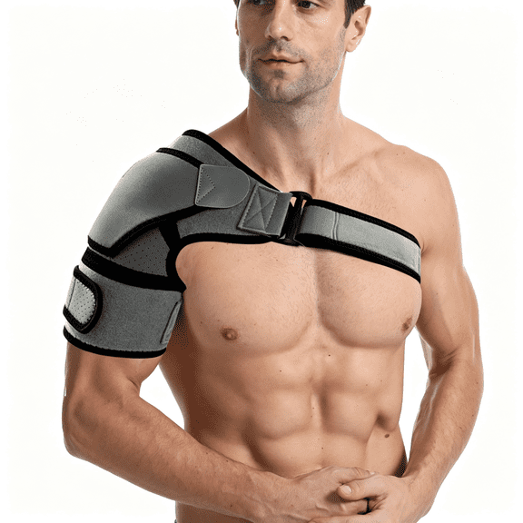 DUPAI Shoulder Brace - Support Sleeve for Torn Rotator Cuff, Ac Joint Pain Relief - Arm Immobilizer Strap Wrap - Fits Bicep 14-30 In, Left Or Right, Men & Women - Measure Before Purchase - Xxl