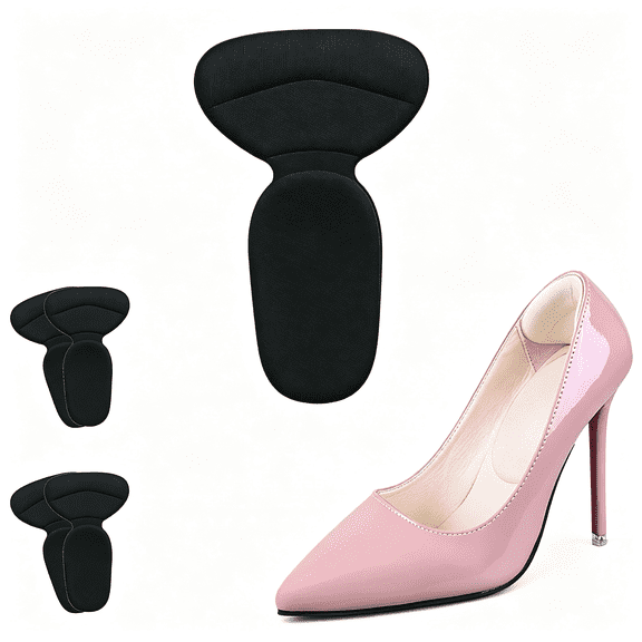 DUPAI Soft Sponge Heel Grips&Protectors for Women,T-Shaped Shoe Heel Pad for High Heels,Anti-Slip Cushion to Prevent Blisters,2 Pairs Black