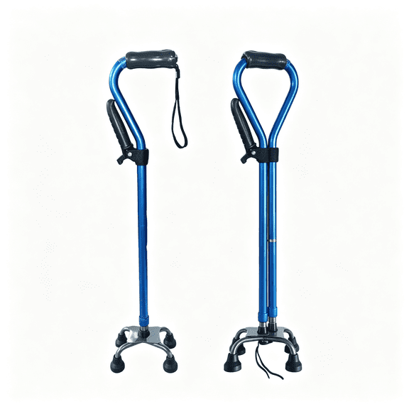 DUPAI Stand Assist Walking Cane for Seniors - Foldable Adjustable Quad Cane with le for Leverage,Self Standing Walking Stick with 4-Pronged Base for Stability and Surgery Recovery