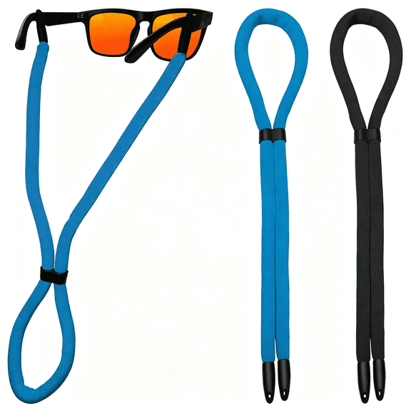 DUPAI Sunglasses Floating Strap for Swimming Test Hanging Anti-Slip Glasses Strap for Men Women Kids,Surf Eye Glasses Holders Around Neck,Swim Loupes Strap Eyeglasses Lanyard 2Pcs(BlackBlue)