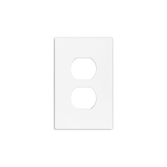 Hyper Tough Duplex Screwless Wallplate, Impact Resistant, Snaps in Place for a Seamless Look, Matte Finish, White