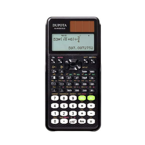 DUPOTA OA-991EX PLUS Scientific Calculator 552 Functions Support Fraction and Decimal Point Conversion 2-Line Written Display Solar Battery - Ideal for Middle High School Students and Teachers Black