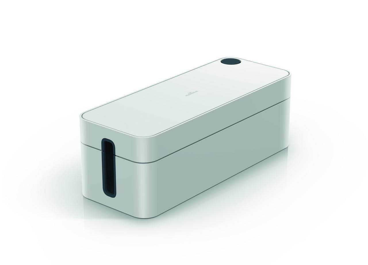 DURABLE 503010 CAVOLINE Cable Management Box with USB Cable Outlet, Large, Ideal for Organization, Flame-Retardant Plastic, Non-Slip Base, Gray (503010)