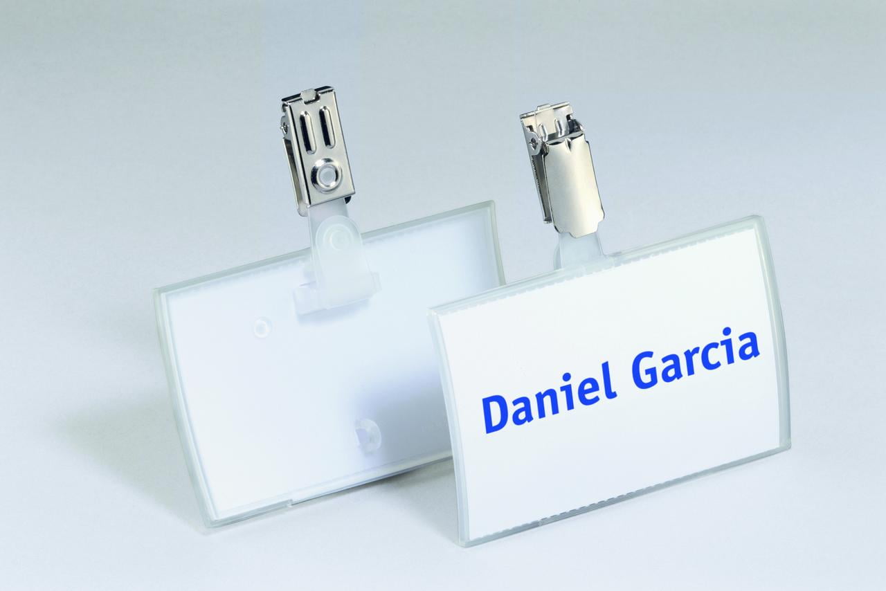 DURABLE Click Fold Badge Holders with Strap Clip, 2-1/8" x 3-5/8", Clear, Pack of 25 (821619)