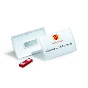 DURABLE Click Fold Magnetic Name Badge Inserts, 2-1/8 x 3-5/8 Inches, Polypropylene, Clear, 10-Pack
