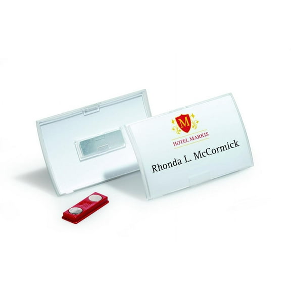 DURABLE Click Fold Magnetic Name Badge Inserts, 2-1/8 x 3-5/8 Inches, Polypropylene, Clear, 10-Pack