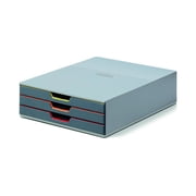 DURABLE Desktop Drawer Organizer VARICOLOR 3 Compartments with Removable Labels 14" x 11" x 3.8" LxWxH h, Gray & Multicolored 760327