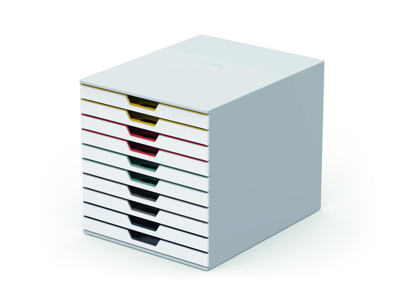 Multicolor 10-Drawer ABS Desktop Organizer with Removable Labels
