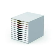 DURABLE Desktop Drawer Organizer VARICOLOR MIX 10 Compartments with Removable Labels 11" w x 14" d x 11.375" h, White & Multicolored 763027