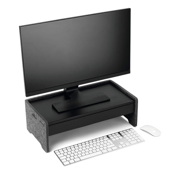 DURABLE EFFECT Height-Adjustable Monitor Desk Riser, Laptop Stand made of 60% Recycled PET Felt Anthracite