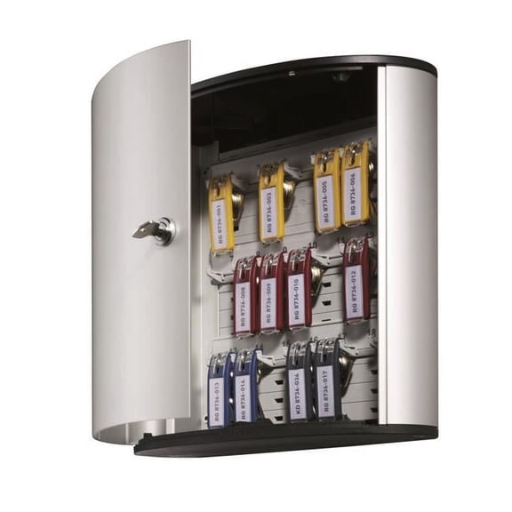 DURABLE Key Box for 18 Key Tags, Keyed Lock in Silver,  195123