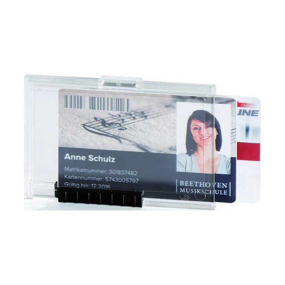 DURABLE PUSHBOX Duo Security Card Holder for Two Cards, Transparent, Pack of 10 (892119)