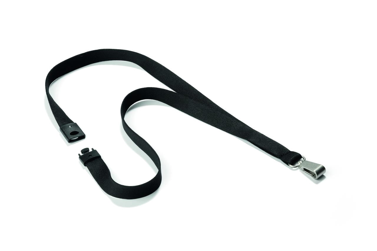 DURABLE Premium Textile 17" Lanyard with Safety Release, Black, Pack of 10 (812701)