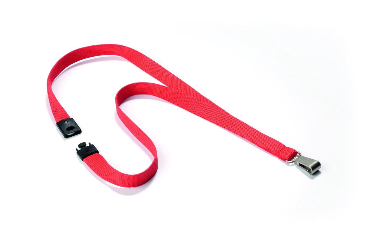 DURABLE Premium Textile 17" Lanyard with Safety Release, Coral, Pack of 10 (8127136)
