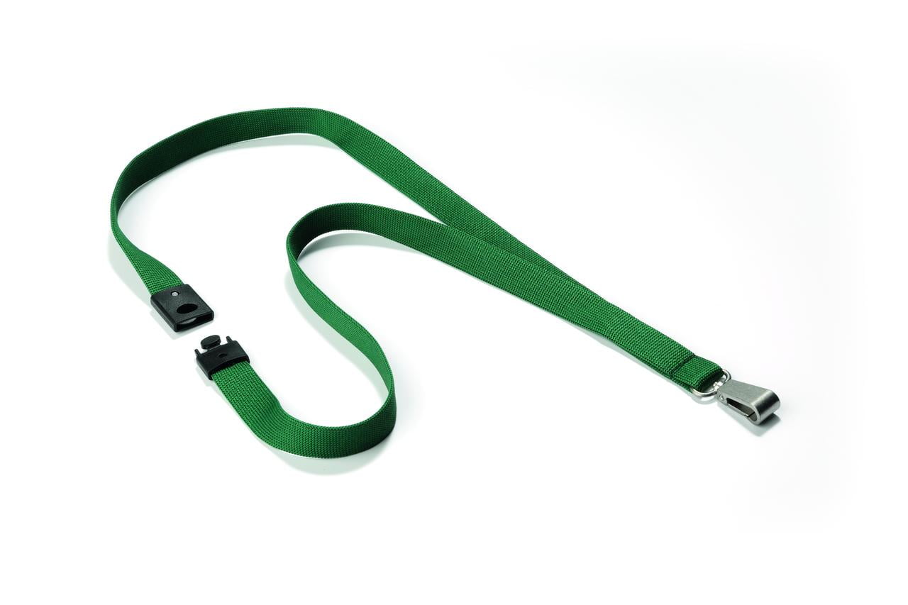 DURABLE Premium Textile 17" Lanyard with Safety Release, Dark Green, Pack of 10 (812732)