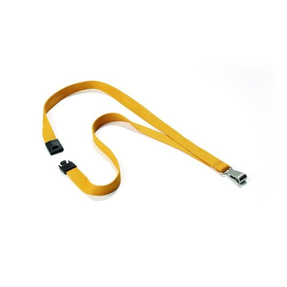 DURABLE Premium Textile 17" Lanyard with Safety Release, Gold, Pack of 10 (8127135)