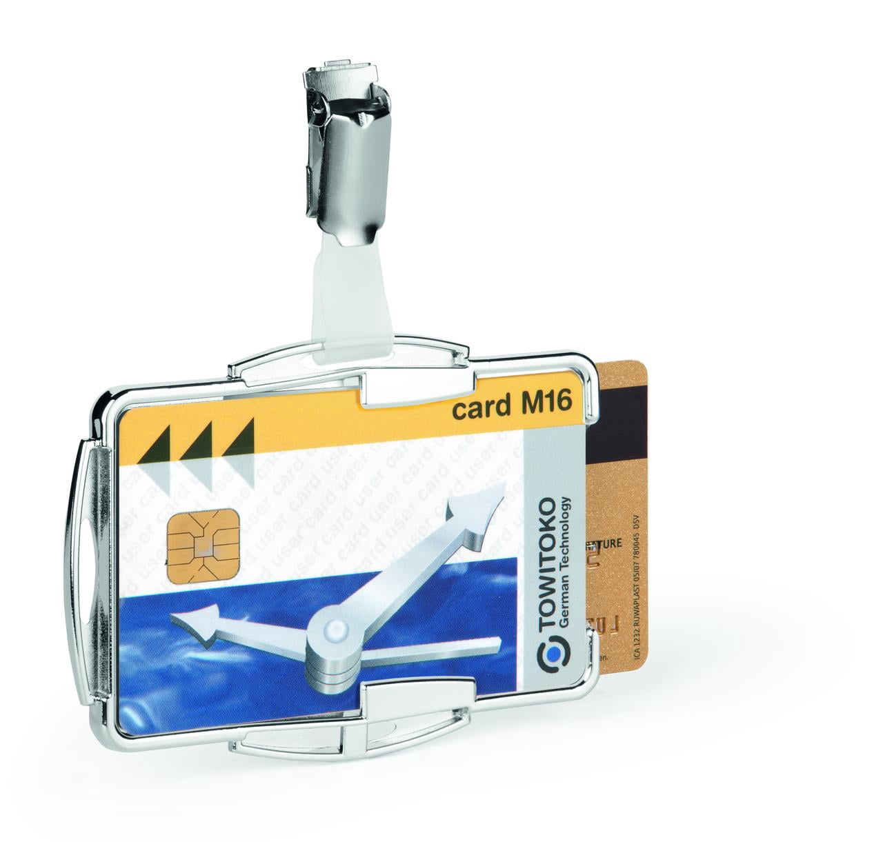 DURABLE RFID Secure Badge Holder for Two Cards, Silver, Pack of 10 (890223)