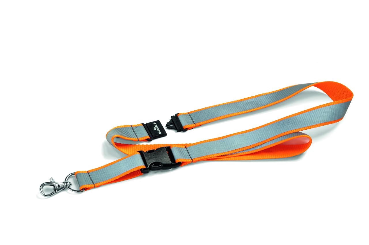 DURABLE Reflective Safety Premium Textile 17" Lanyard with Safety Release, Black, Pack of 10 (869209)