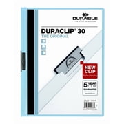 DURABLE Report Cover with DURACLIP, Letter-size, Holds Up to 30 Pages, Clear Cover/Light Blue, 25 per Box 220306