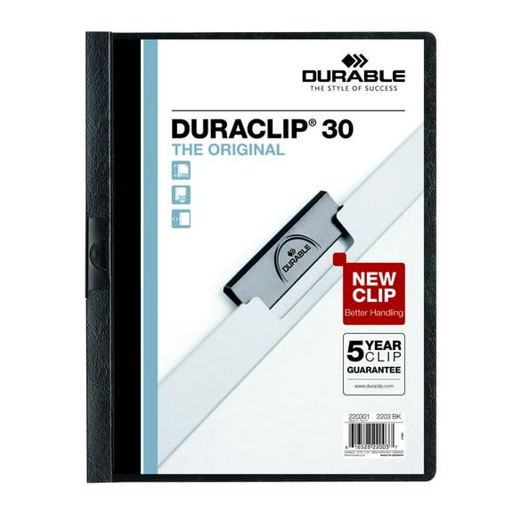 DURABLE Report Cover with DURACLIP, Letter-size, Holds Up to 30 Pages, Clear Cover/White, 25 per Box (220301)