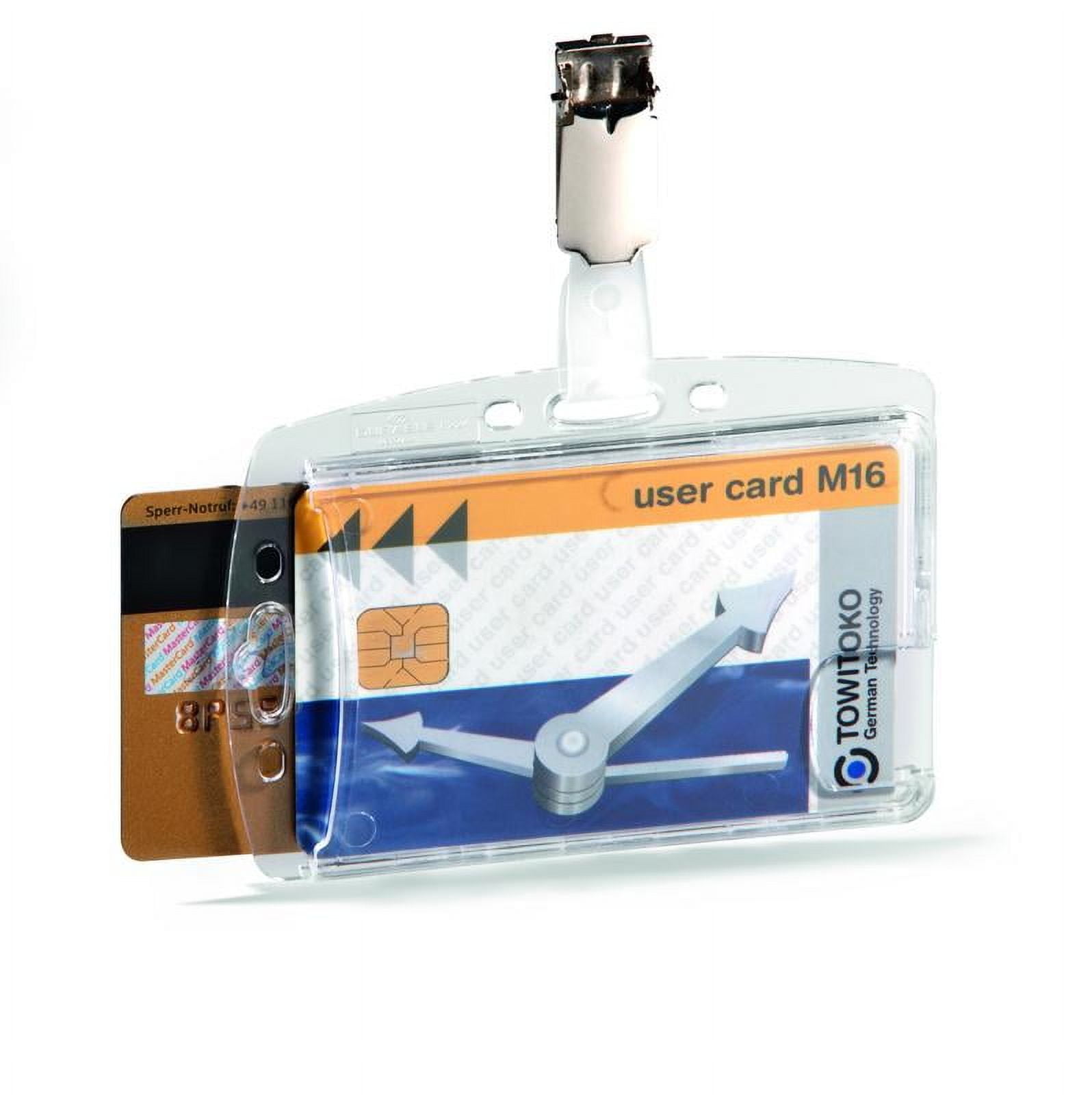 DURABLE Shell-style ID Badge Holders for Two Badges with Strap Clip, Horizontal Or Vertical Orientation, 2-3/4" x 4", Clear, Pack of 25 (801319)