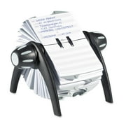 DURABLE Telindex Case, Black Flip Rotary Address Card File, 500 Double-Sided Cards, 25 Alphabetical Dividers