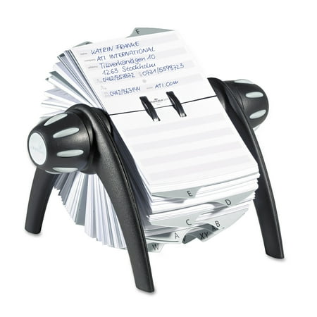 DURABLE Telindex Case, Black Flip Rotary Address Card File, 500 Double-Sided Cards, 25 Alphabetical Dividers