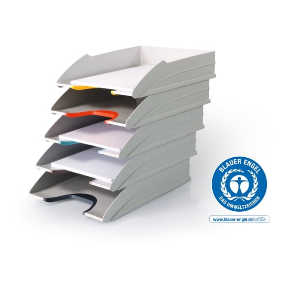 Durable VARICOLOR MIX ECO Stackable Letter Tray Files | Letter Size+ Color Coded 5 Pack