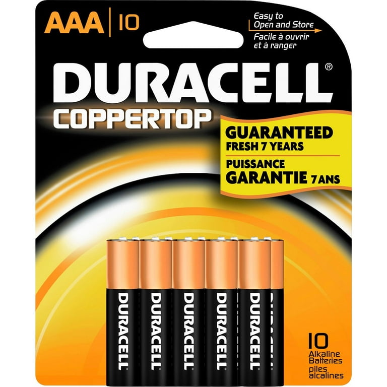 DURACELL CopperTop MN2400 1.5V AAA Alkaline Battery, 10-pack 