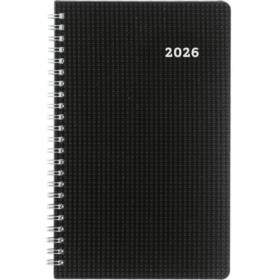 DURAFLEX Weekly Planner Appointment Book, 12 Months January to December, Twin-Wire Binding, 8" x 5", Black (CB75V.BLK-26)