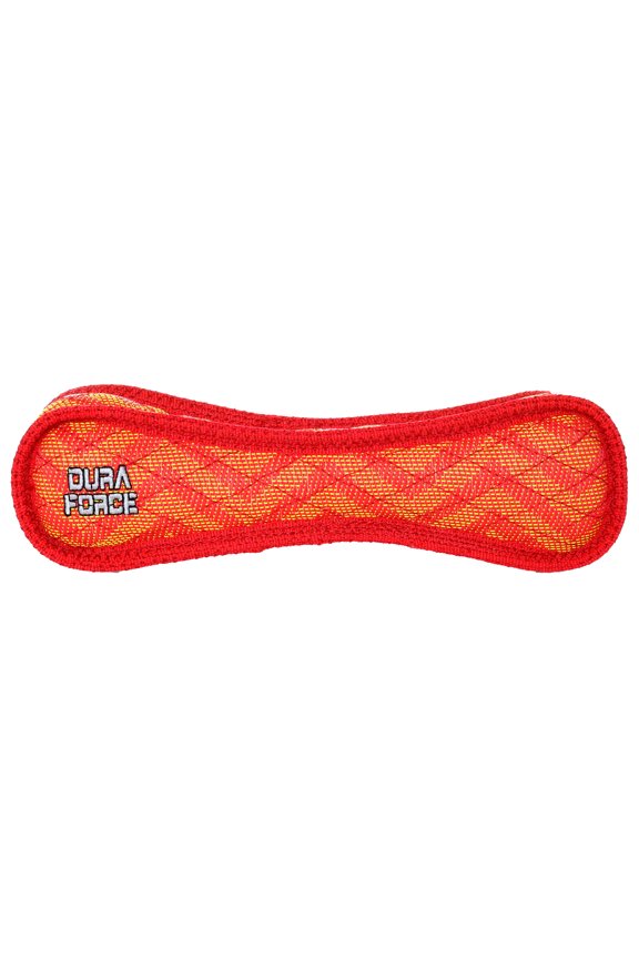 DuraForce Bone Red ZigZag Durable Woven Fiber Squeaky Dog Toy