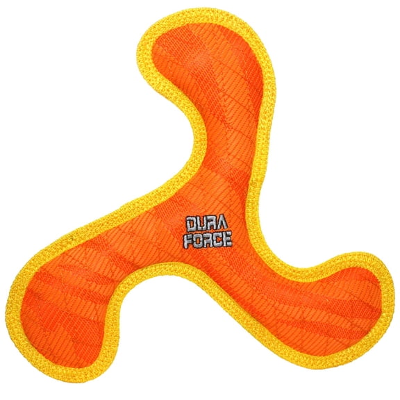 DuraForce Boomerang Orange-Yellow Durable Woven Fiber Squeaky Dog Toy