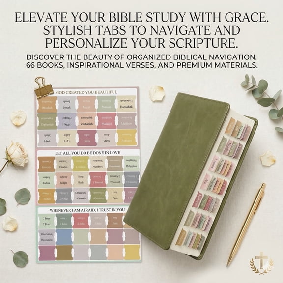 DURAMOXLQ 75 Pcs Spanish Bible Tabs, Laminated Boho Bible Index Tabs, Self-Adhesive & Tear Resistant Book Labels