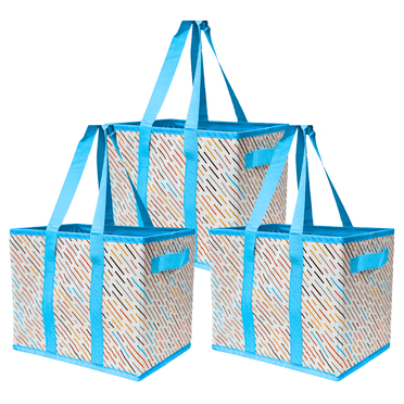 DURASACK® Collapsible Totes, All-Purpose, 13"L x 9.5"W x 11"H, Celebration, 3-Pack