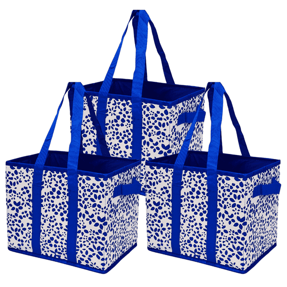 DURASACK® Collapsible Totes, All-Purpose, 13"L x 9.5"W x 11"H, Floral, 3-Pack