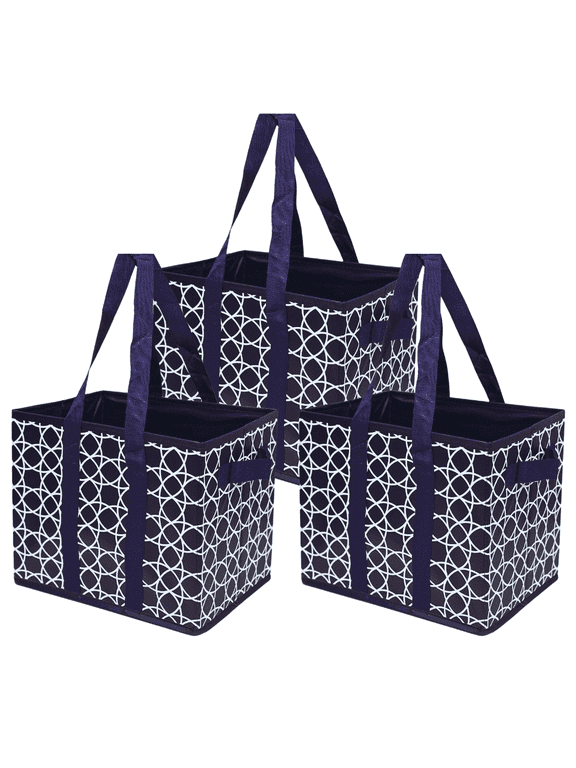 ® Collapsible Totes, All-Purpose, 13"L x 9.5"W x 11"H, Geometric, 3-Pack