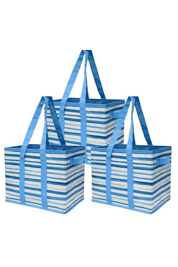® Collapsible Totes, All-Purpose, 13"L x 9.5"W x 11"H, Waves, 3-Pack
