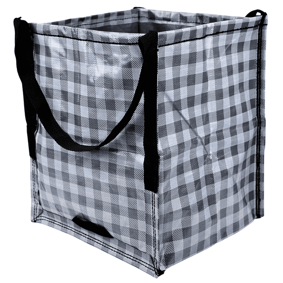 DURASACK Home and Yard Tote, Heavy Duty, 16"L x 16"W x 20"H, Gray Gingham