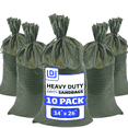 thumbnail image 1 of DURASACK® Sand Bags with Tie Strings, Heavy Duty, 14" x 26", Green, 10 Count, 1 of 10
