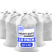 DURASACK® Sand Bags with Tie Strings, Heavy Duty, 14" x 26", White, 10 Count