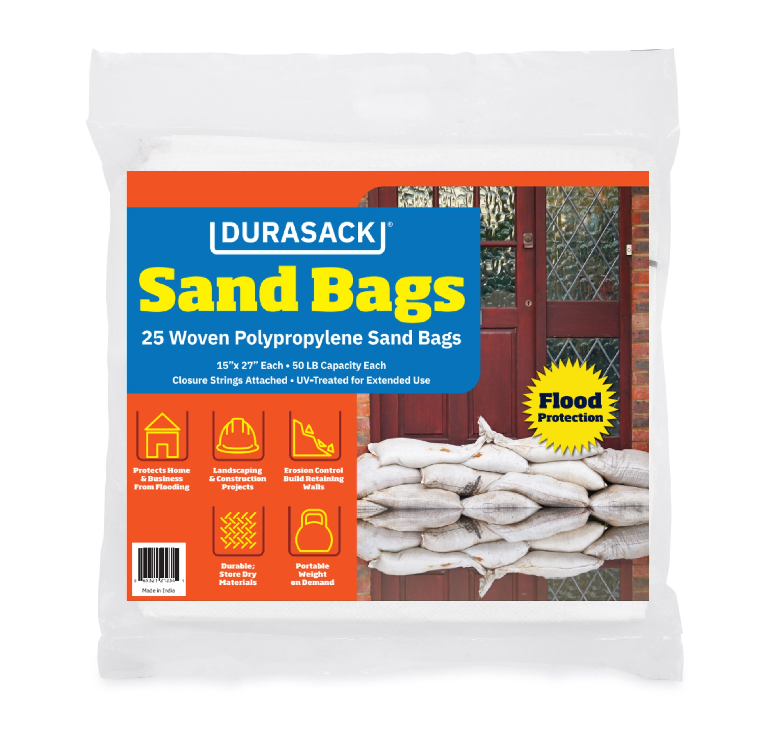 DURASACK Heavy Duty Fillable Sand Bags, UV Treated, 50-lb