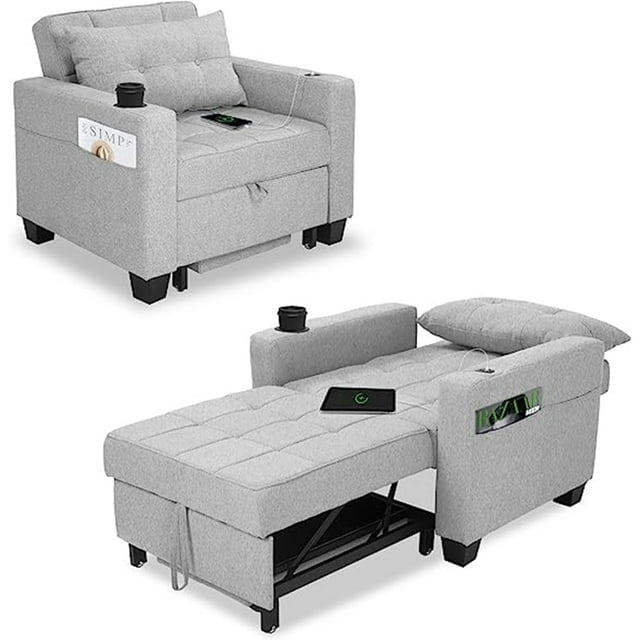 DURASPACE 3 IN 1 Convertible Sofa Bed Chair, Adjustable Backrest