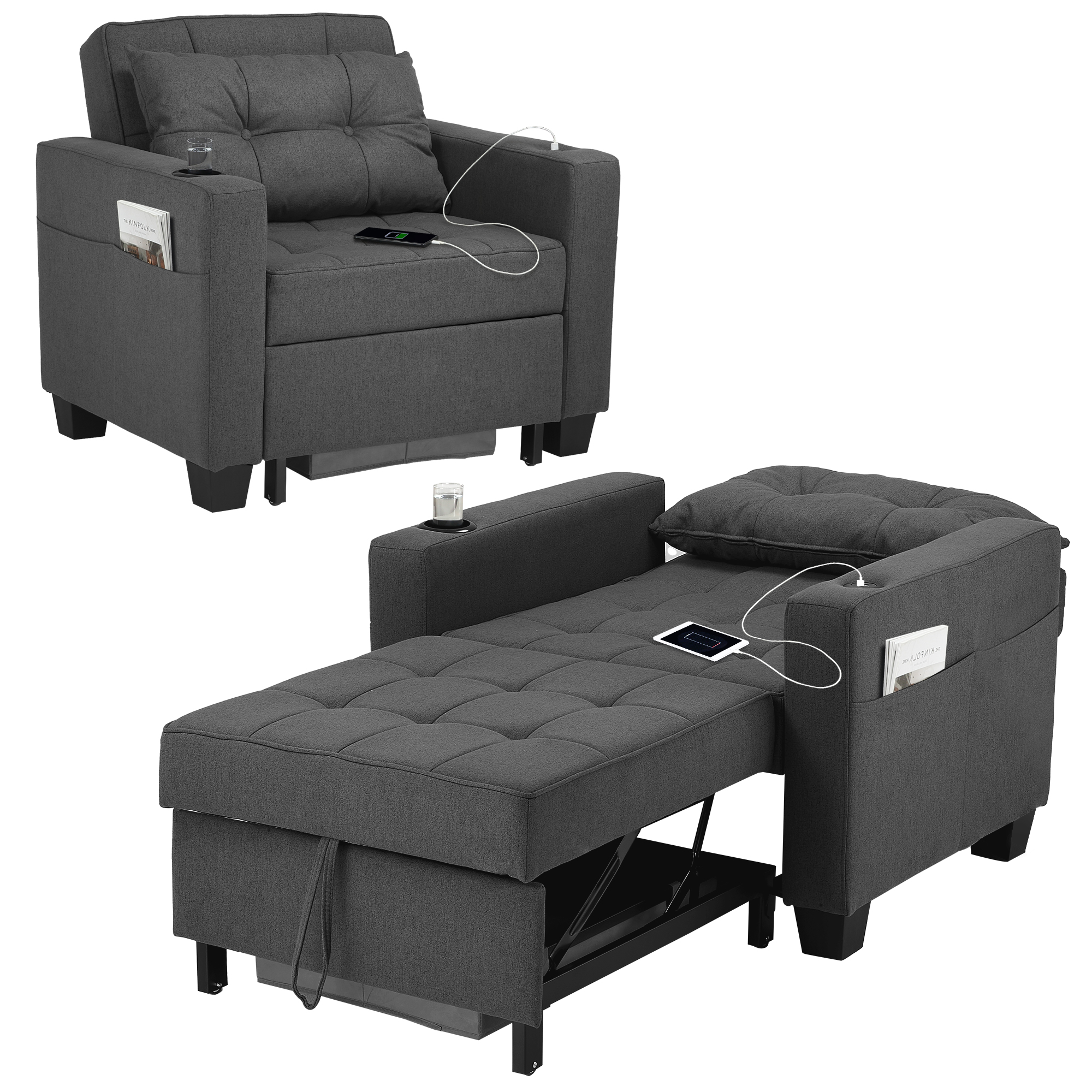 Polar Aurora Sofa Bed 3 in 1 Convertible Chair Bed Lounger Sleeper
