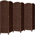 thumbnail image 1 of DURASPACE 6 Panel Room Divider, 6ft Tall Folding Privacy Screen, 19.5" Wide Panels, 360°Rotation, Hand-Woven Freestanding Wood Partition for Room Separation, 1 of 6