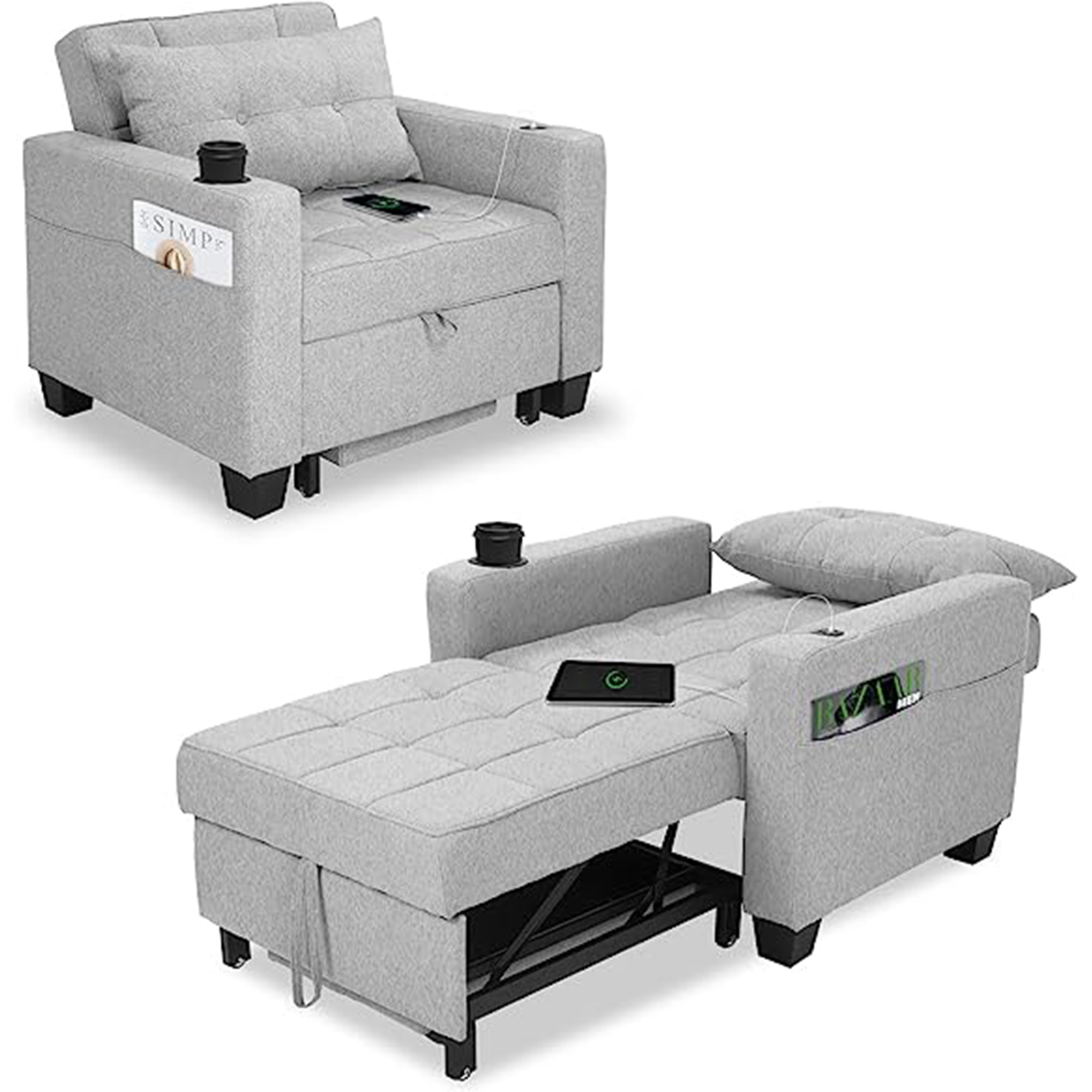 Southern Enterprises Aberdene Storage Chaise Lounge, Gray