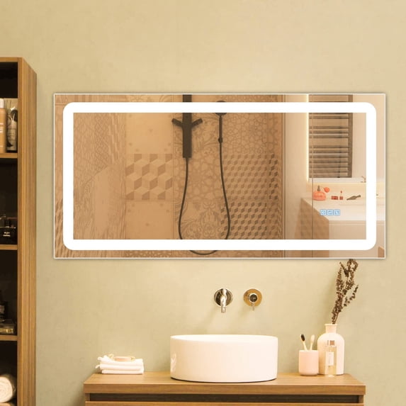Bathroom Mirror 48"x 24" Anti-Fog Dimmable Led Lighted Wall Mirror with Waterproof Memory Function Touch Button, Rectangle (Vertical/Horizontal)