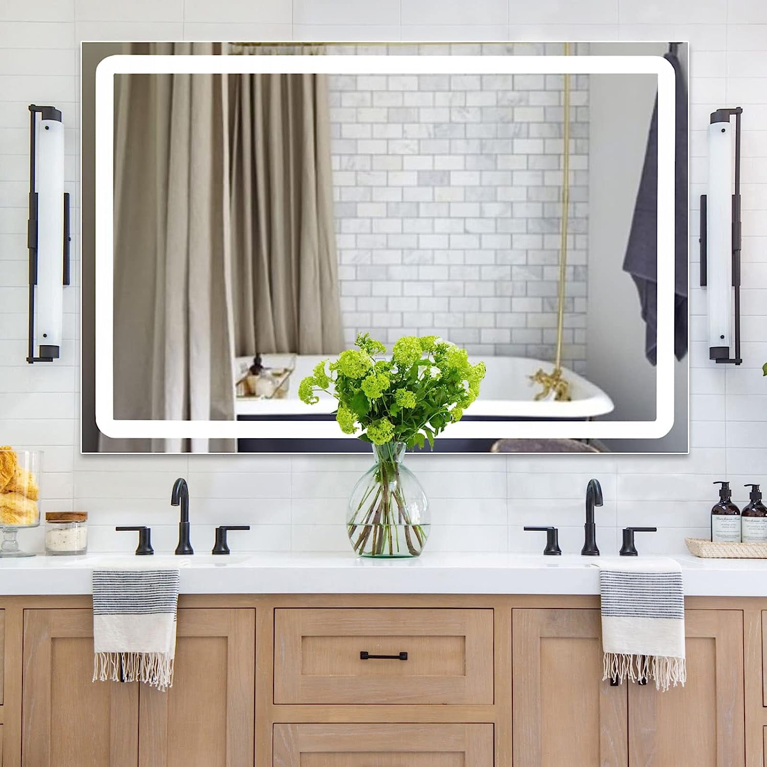 DURASPACE Bathroom Mirror 48"x 32" AntiFog Dimmable Led Lighted Wall