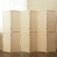 thumbnail image 1 of Room Dividers Folding Privacy Screens 6 Panel 6ft Freestanding Privacy Fence Bamboo Portable Partitions Beige, 1 of 11